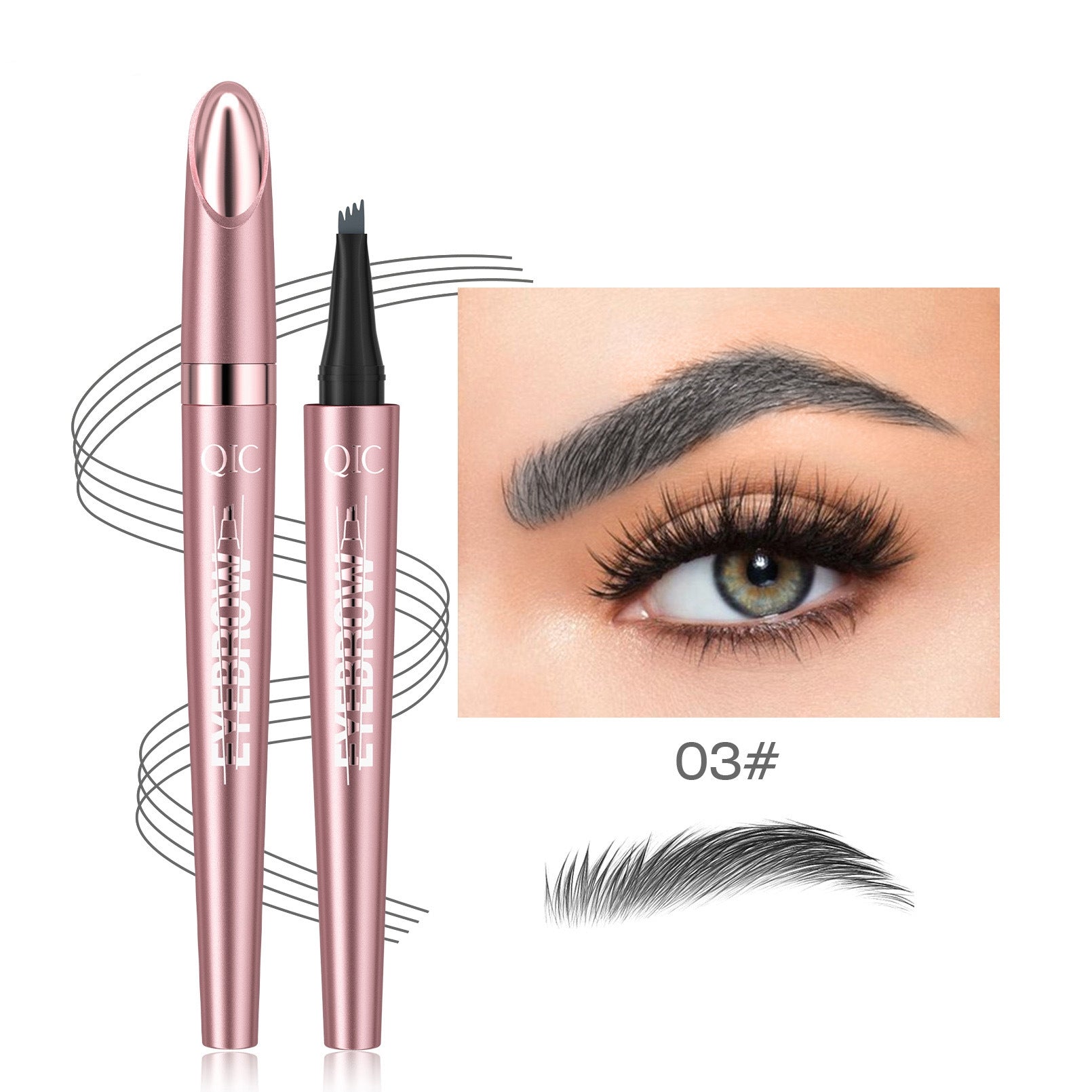 Waterproof Four-Fork Liquid Eyebrow Pencil | Long-Lasting Natural Brow Filler