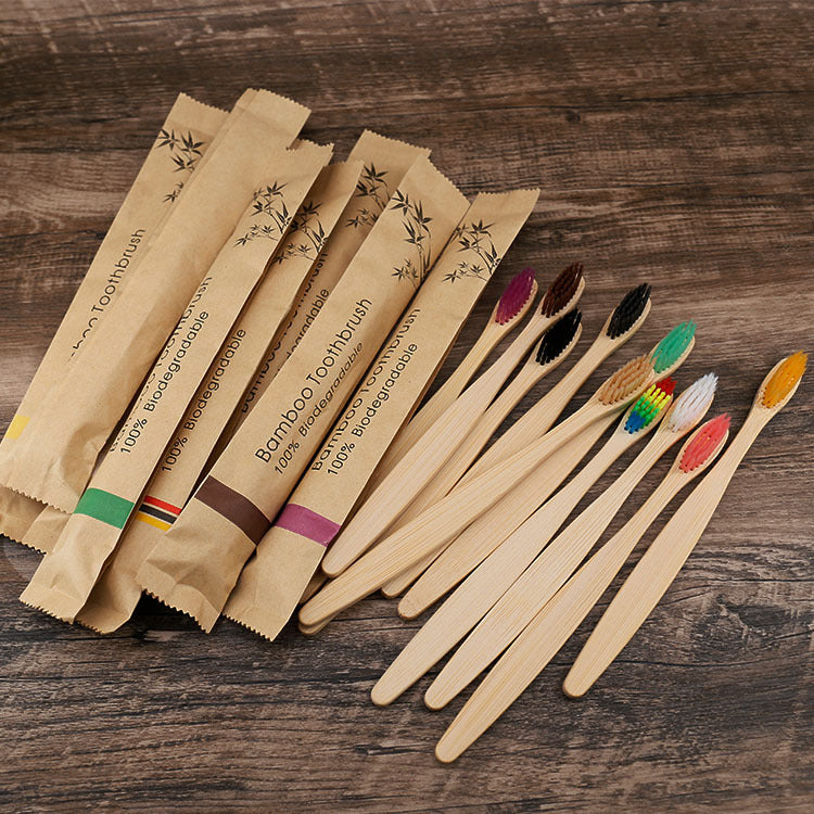 Natural Bamboo Toothbrush Set | Eco-Friendly Soft Charcoal Bristles