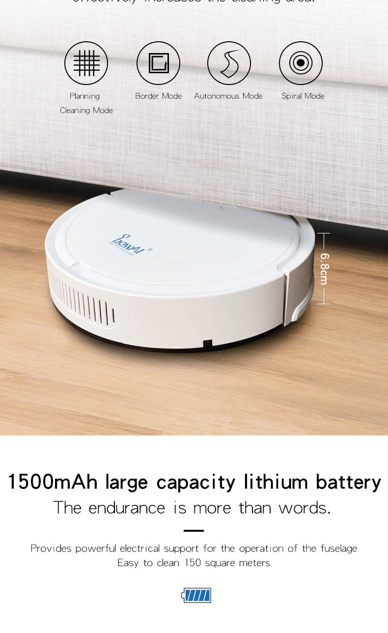 Smart Robot Vacuum Cleaner – 1500Pa Suction, 150m² Coverage