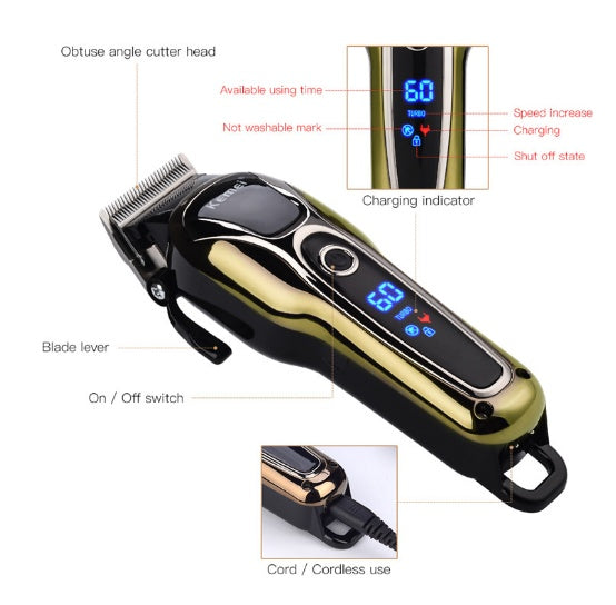 KEMEI Professional Rechargeable Hair Clipper & Beard Trimmer