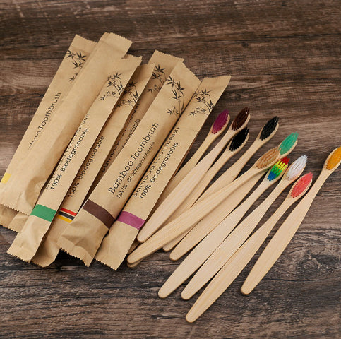 Natural Bamboo Toothbrush Set | Eco-Friendly Soft Charcoal Bristles