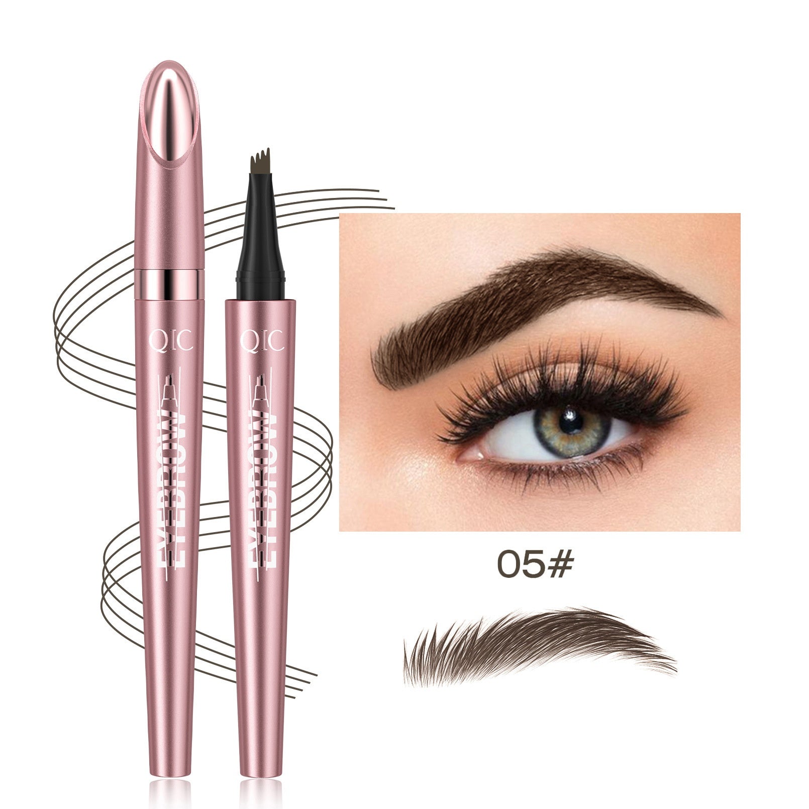 Waterproof Four-Fork Liquid Eyebrow Pencil | Long-Lasting Natural Brow Filler