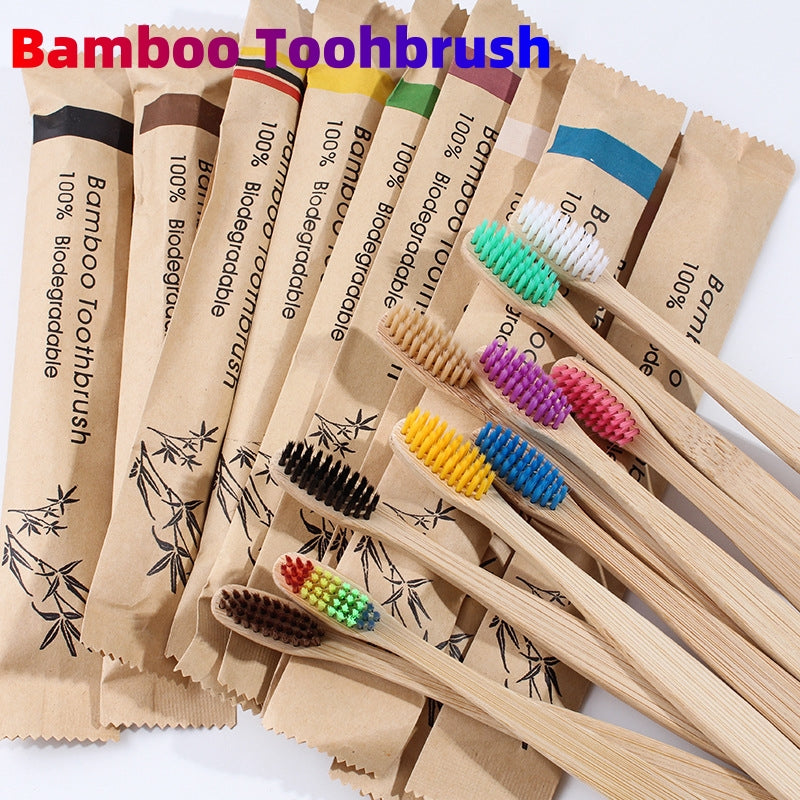 Natural Bamboo Toothbrush Set | Eco-Friendly Soft Charcoal Bristles