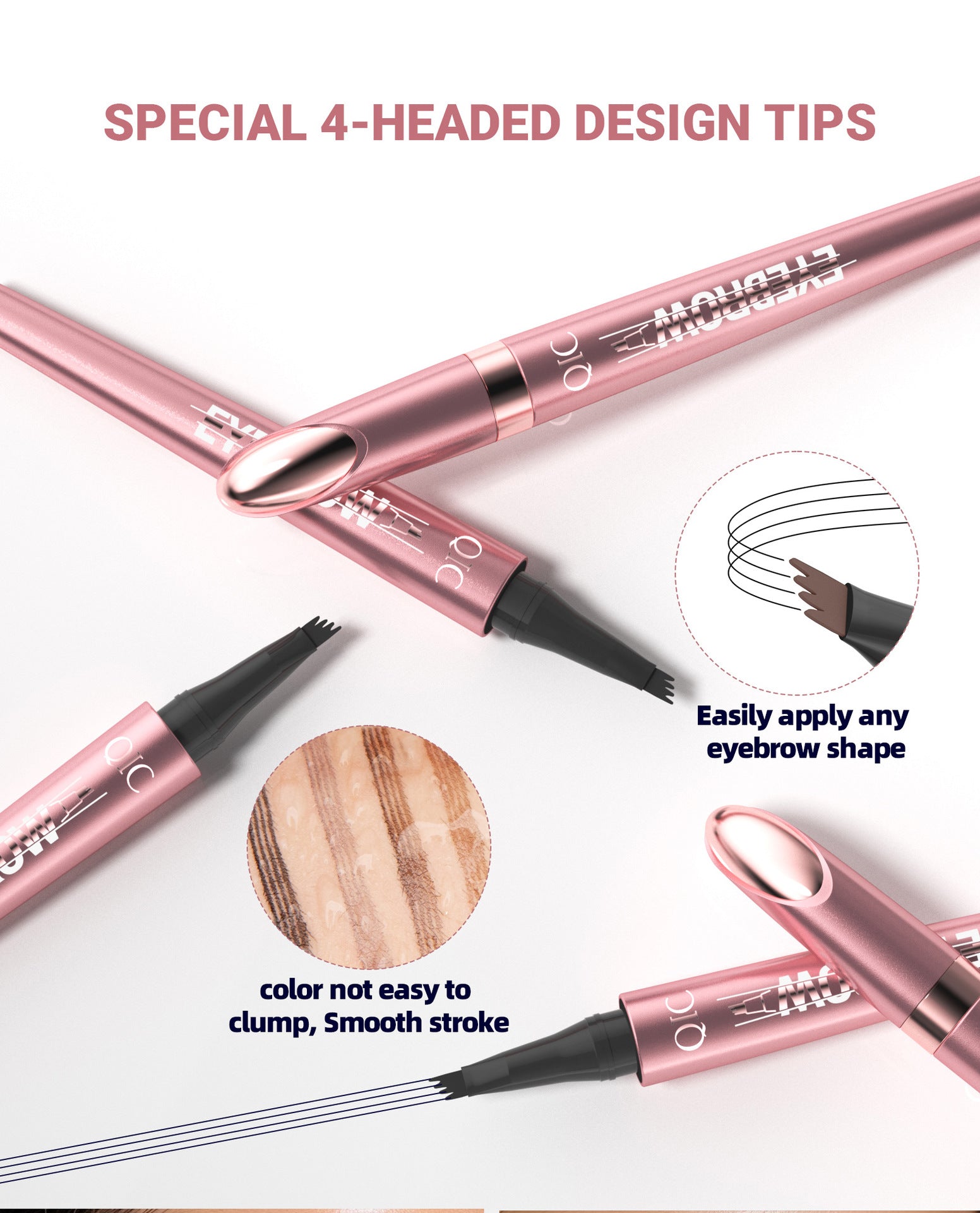 Waterproof Four-Fork Liquid Eyebrow Pencil | Long-Lasting Natural Brow Filler