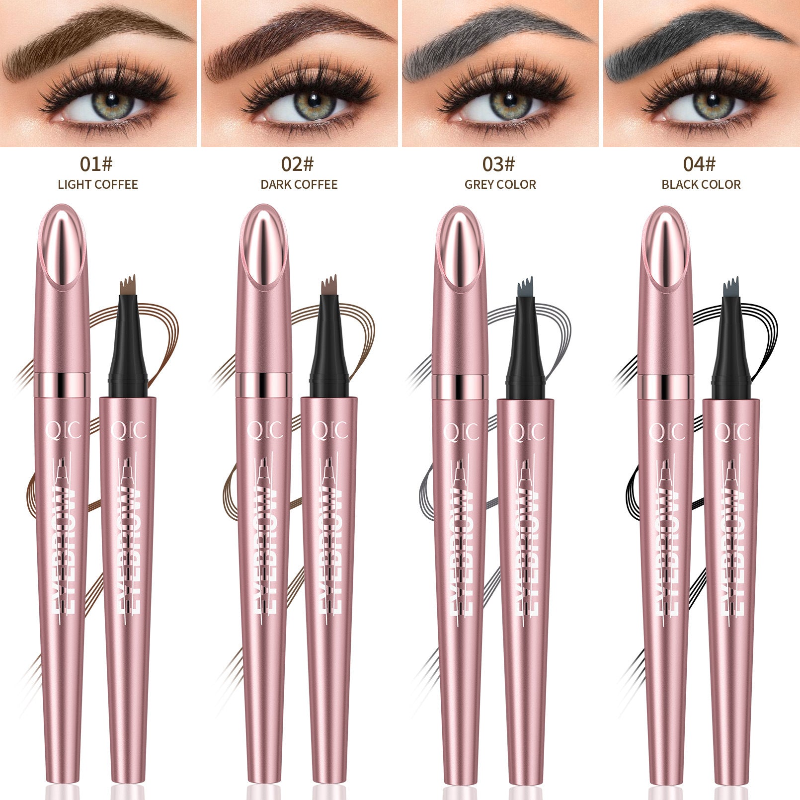 Waterproof Four-Fork Liquid Eyebrow Pencil | Long-Lasting Natural Brow Filler