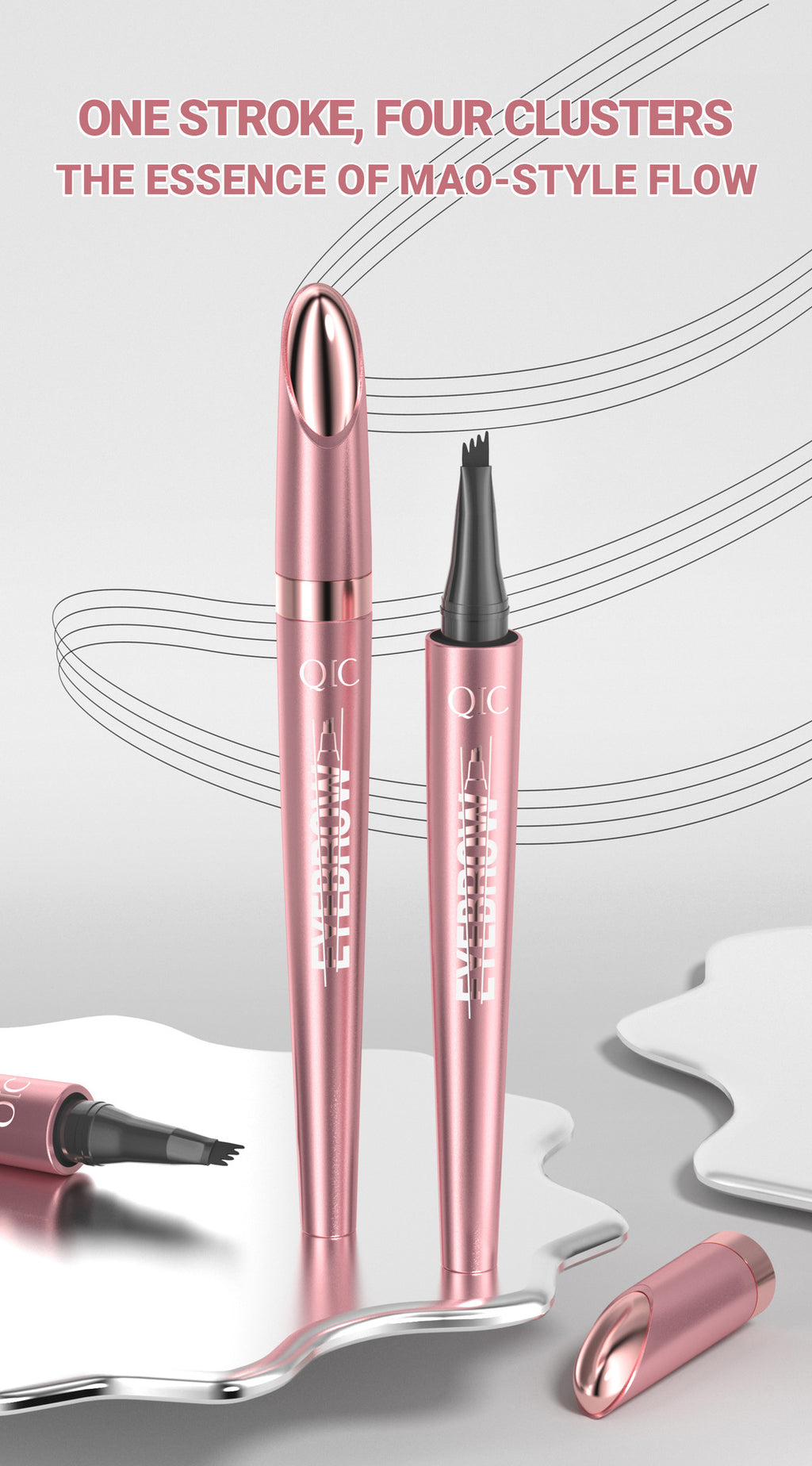 Waterproof Four-Fork Liquid Eyebrow Pencil | Long-Lasting Natural Brow Filler