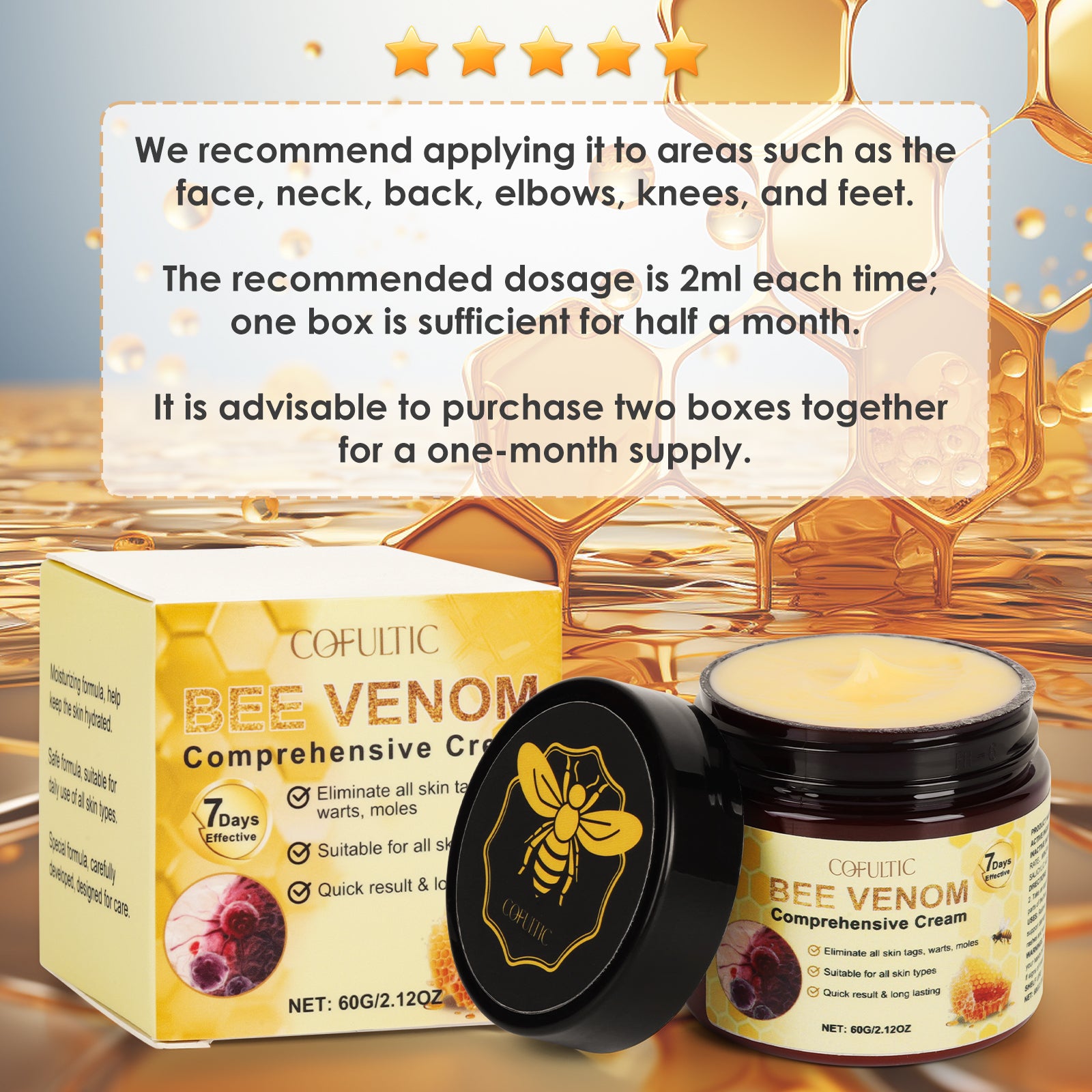 Cofutic Bee Venom Skin Care Cream | Hydrating Anti-Ageing Body Cream 60g